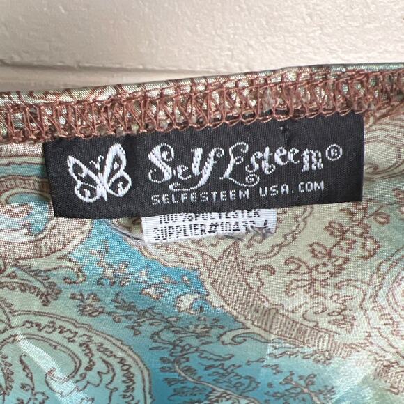 Self Esteem Women Paisley Satin Blue Top *Dimensions In Pictures* - Picture 4 of 5